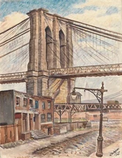 LETTERIO CALAPAI : Brooklyn Bridge : Archival Art Print