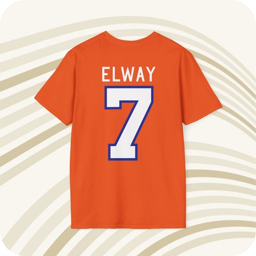 John Elway #7 Denver Broncos NFL Jersey T-Shirt - Front & Back Print - Picture 4 of 6