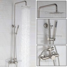 Juego de Grifo de Ducha de Lluvia de Acero Inoxidable 8" Montaje en Pared Válvula Mezcladora Kit de Pulverización Manual