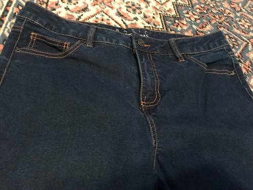 Basic Edition Women Denim Indigo Dark Wash Straight Fit Pants Size 4 - EEUC! - Picture 2 of 5