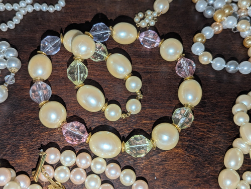Vtg Lot Modern Fancy Faux Pearl 17 Necklaces 80s 90s & 1 Bracelet - Picture 11 of 19