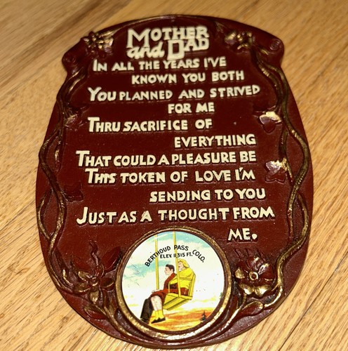 Vintage RUSTIC ART-WOOD Plaque - BERTHOUD PASS COLORADO with Original Box - Picture 2 of 8