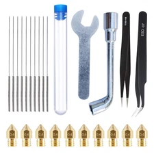 Brass Stainless Steel Printer Nozzles Nozzle Cleaning Needles Accessories Kit r