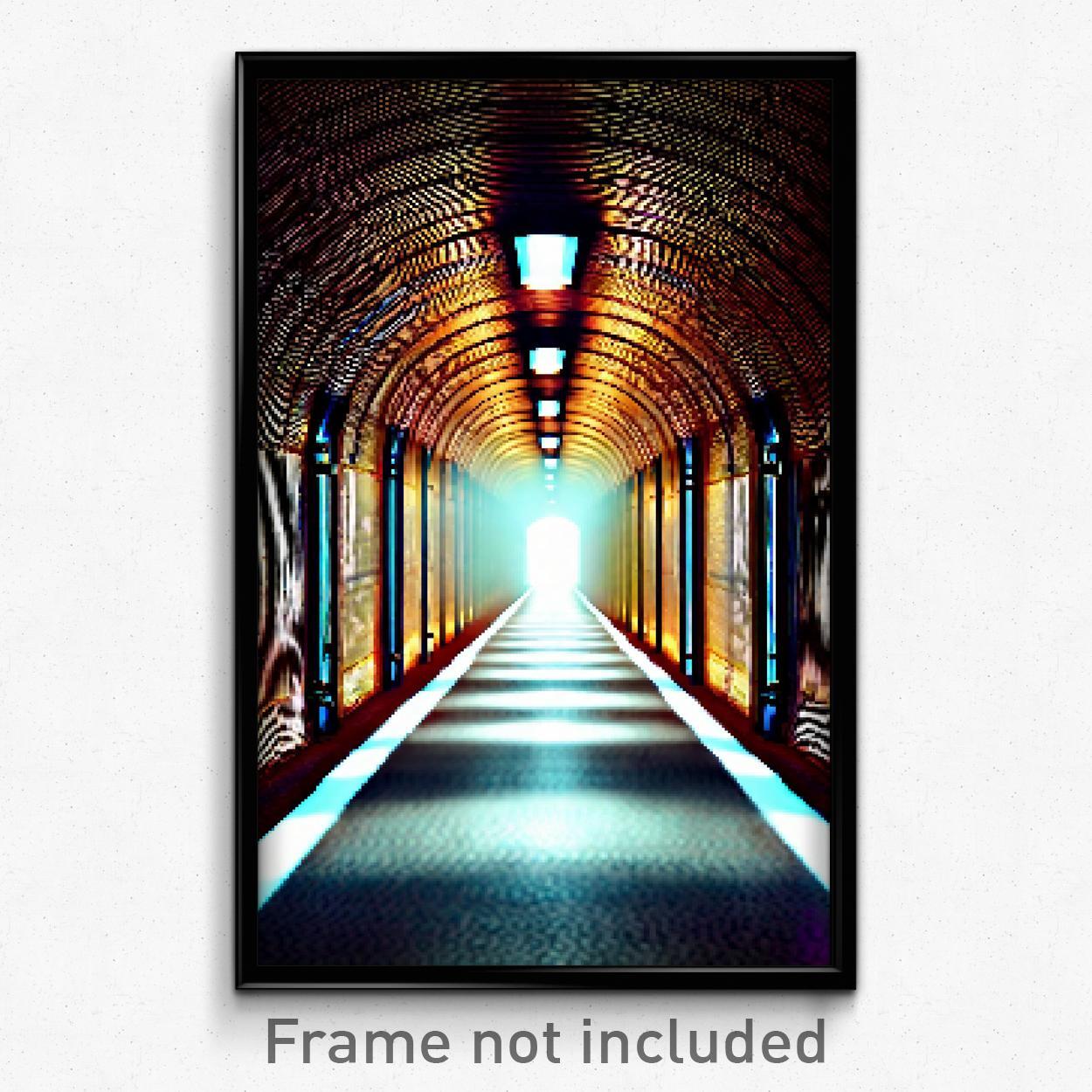Psychedelic 8-Bit Pixel Art Poster - Humble Tunnel Video Game Print