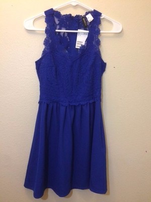 H&M DIVIDED - ROYAL BLUE EMBROIDERY SLEEVELESS DRESS - 4