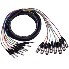 8 Way XLR Female to 6.35mm Stereo Plug Audio Snake Lead Loom 3m