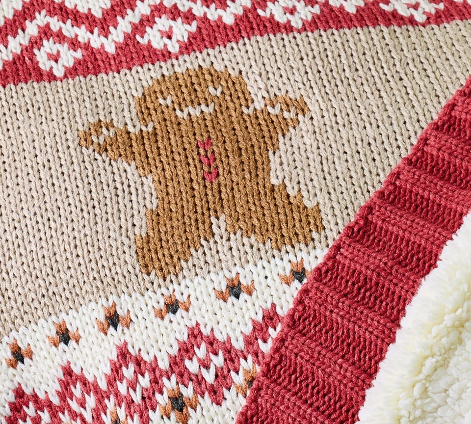 Pottery Barn ~SPICE FAIR ISLE ~ 针织毛毯 ~ CHRISTMAS ~ GINGERBREAD 50x60 — 第 4/4 张图片