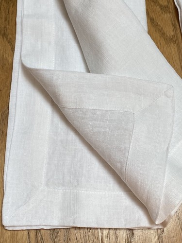 Set Of 6 Crate & Barrel HELENA White Linen Napkins 22" X22” NEW-NWOT- - Picture 4 of 7