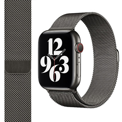 Original Apple Watch Milanese Loop Silver 44mm Stainless Steel Graphite Strap