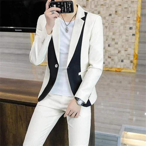 Men 2 Pcs Slim Fit Sets Coats Tuxedos Groom Groomsman Suits Formal Work Casual - Picture 6 of 10