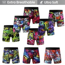 Mens 3 PACK Long Boxer Shorts Anti Chafing Underwear Comfort Soft Briefs Trunks