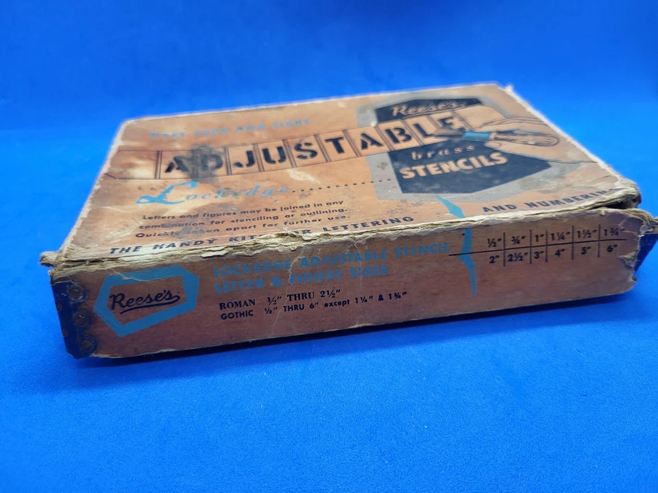 Plantillas de latón con ribete ajustable de Reese's letras de 1 1/2" números vintage Foto 2 de 4