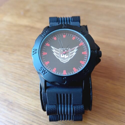 Men's Black Justice League Watch From Avon, Black & Red with JL Logo, Boxed - Afbeelding 1 van 14