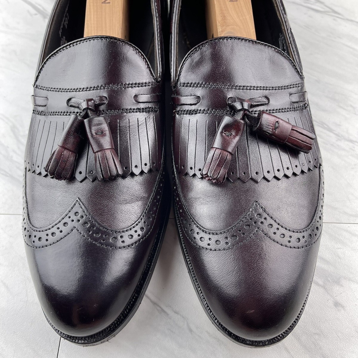 •ET Wright Mens Leather Wing tip Brogue Kiltie Tassel Loafers Burgundy US 9 C/A ET Wright Mens Leather Wing tip Brogue Kiltie Tassel Loafers  main image 4