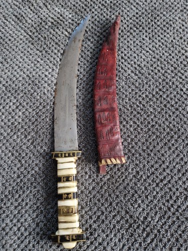 ANTIQUE AFRICAN TRIBAL HAND HUNTING SURVIVAL KNIFE VINTAGE - Picture 2 of 16