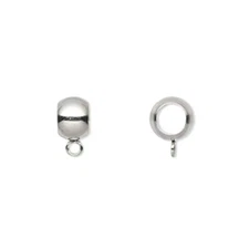 10 Stainless Steel 9x6mm Round with Loop 4mm Hole Bails Beads Charms Pendants