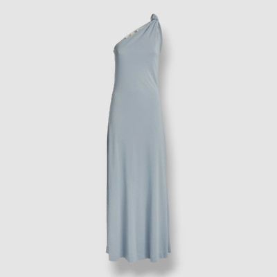 $710 Bite Studios Women's Blue One-Shoulder Long Knot Maxi Dress Size S