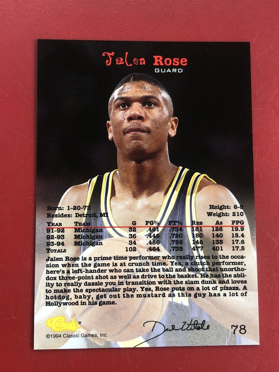 1994 Classic Jalen Rose #78 Rookie RC | eBay