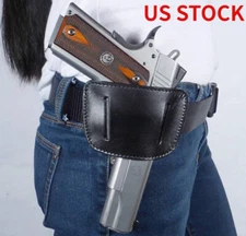 Tactical Ambidextrous Universal IWB OWB Leather Belt Gun Holster Concealed Carry