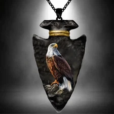 Eagle Perched Arrow Head Native American Nature Jewelry Pendant Necklace