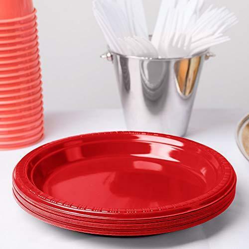 Big Party Pack Red Plastic Dessert Plates 50ct