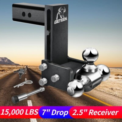 #ad Trailer Hitch Fits 2.5 Inch Receiver 7 Inch Adjustable Drop Hitch GTW 15000LBS $199.99