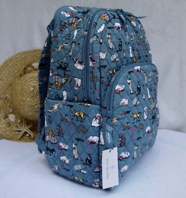 Vera Bradley コットンラージバックパックCAT'S MEOW Vera Bradley Cotton Essential Large Backpack CAT'S MEOW