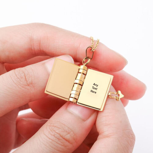 Personalised Silver 18K Gold Plated Book Locket Necklace, Keepsake Gift For Her - Picture 3 of 7