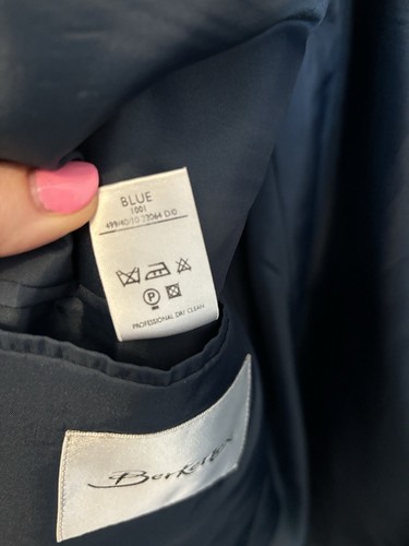 Mens Suit Jack Blue Blazer Size 44 Large 100% Wool Berkertex Wedding Smart Work - Picture 5 of 9