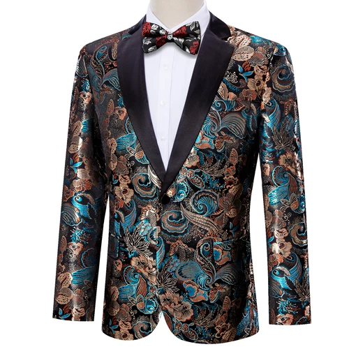 Para Hombres Floral Esmoquin Cena Chaqueta Calce Regular Chal Solapa Paisley Baile de graduación Fiesta Traje - Imagen 56 de 236
