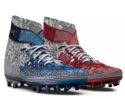 Under Armour UA Highlight MC LE USA Football Cleats Red Blue Size