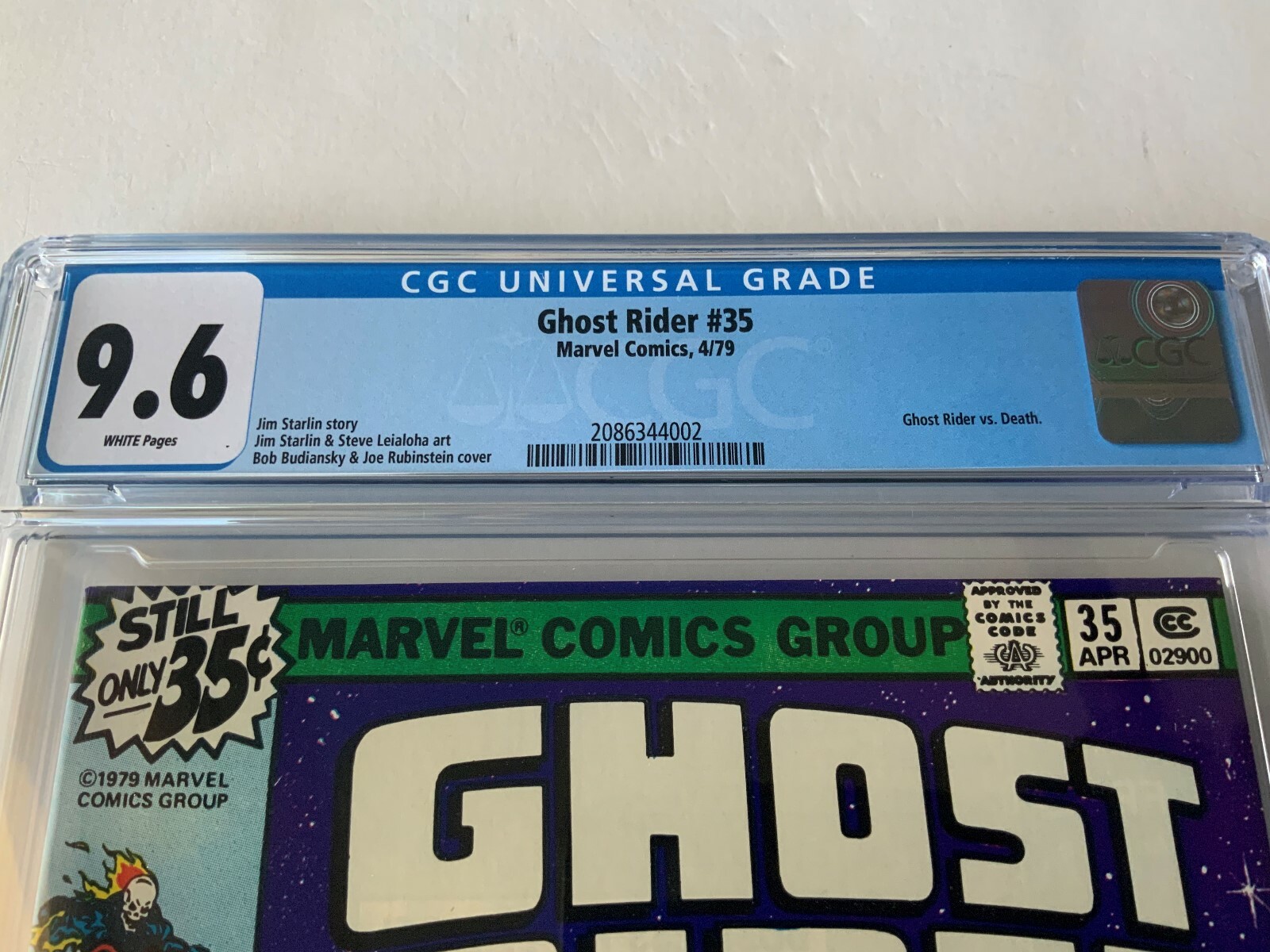 GHOST RIDER 35 CGC 9.6 WHITE PAGES COOL SKULL DEATH RACE COVER MARVEL COMICS
