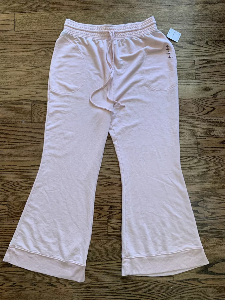 NWT Free People Cozy Cool Girl Lounge Pants Flare Distressed Pink Mooncake  Large