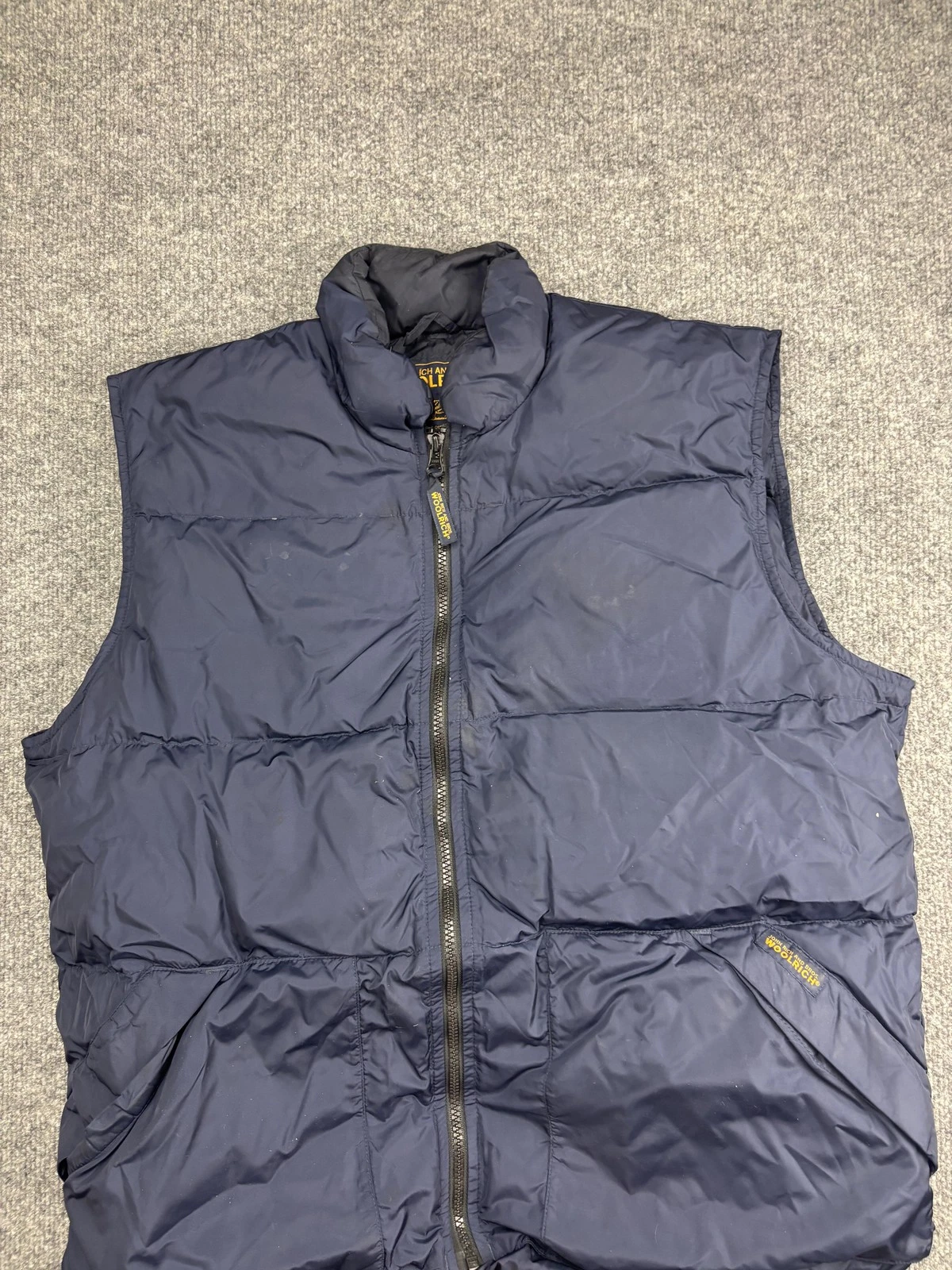 Woolrich Vest Mens Medium Blue Down Puffer Full Zip Insulated Pockets Outdoor
