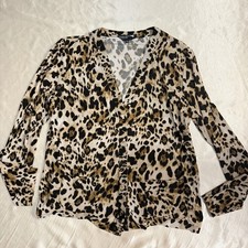 is a Jones New York Collection animal leopard-print button-down blouse Large