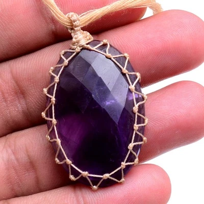 Galaxy Of Lila ~ Natürlich Amethyst Handgemacht Makramee Gem Heilung Kristall - Bild 1 von 4