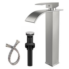 Brushed Nickel Vessel Sink Faucet Single Handle Single Hole Tall Bathroom Faucet