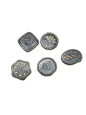 Vintage Button Covers Gold Silver Tone Snap Backs Fish Sea Beach Lot of 5