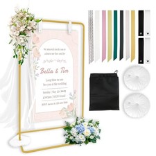 Welcome Sign Stand, Adjustable Welcome to Our Wedding Sign Holder Stand, Gold