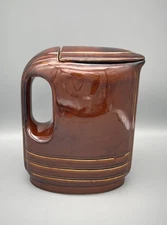 Hall China Co. Westinghouse Hercules Water Refrigerator Jug w/Lid Brown Amber