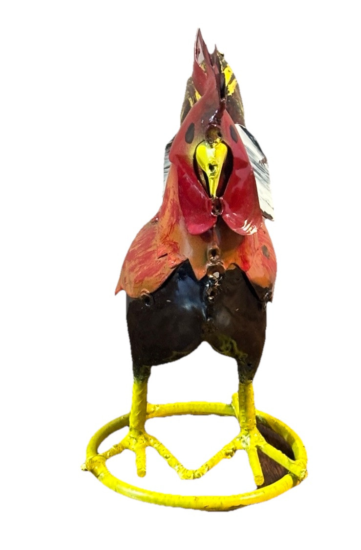Enamel Tin Vintage-Like Rooster 7.5”H (JC)