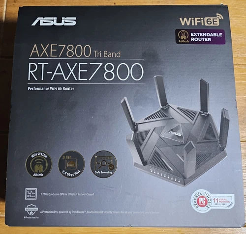 ASUS RT-AXE7800 Tri-band WiFi 6E Extendable Router, 6GHz Band 2.5G Port