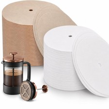 200PCS French Press Filter, Sheets Circular Perforated Coffee Filters with Pr...