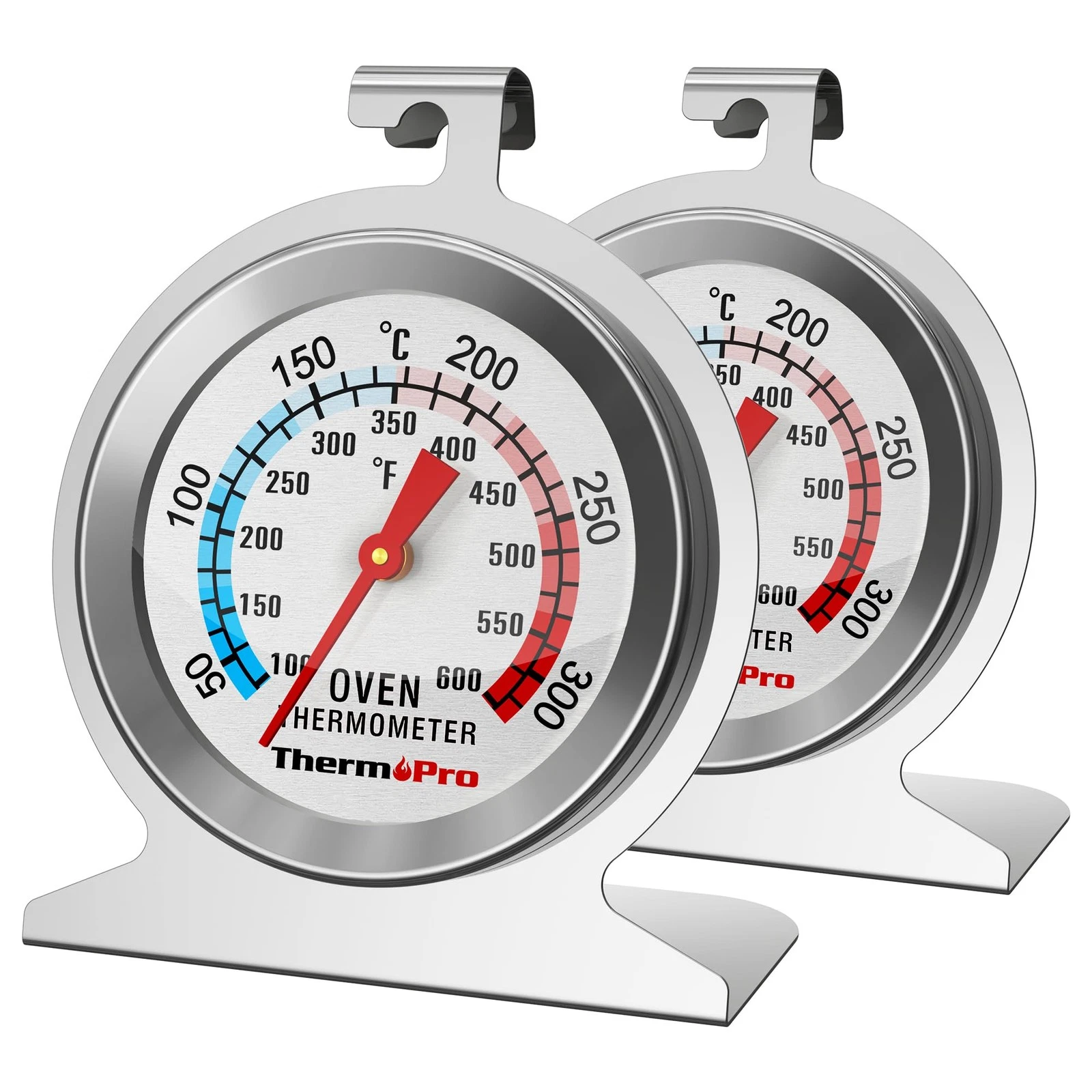 ThermoPro 2 Pack Oven Thermometer 50-300°C/100-600°F Instant Read Analog Silver