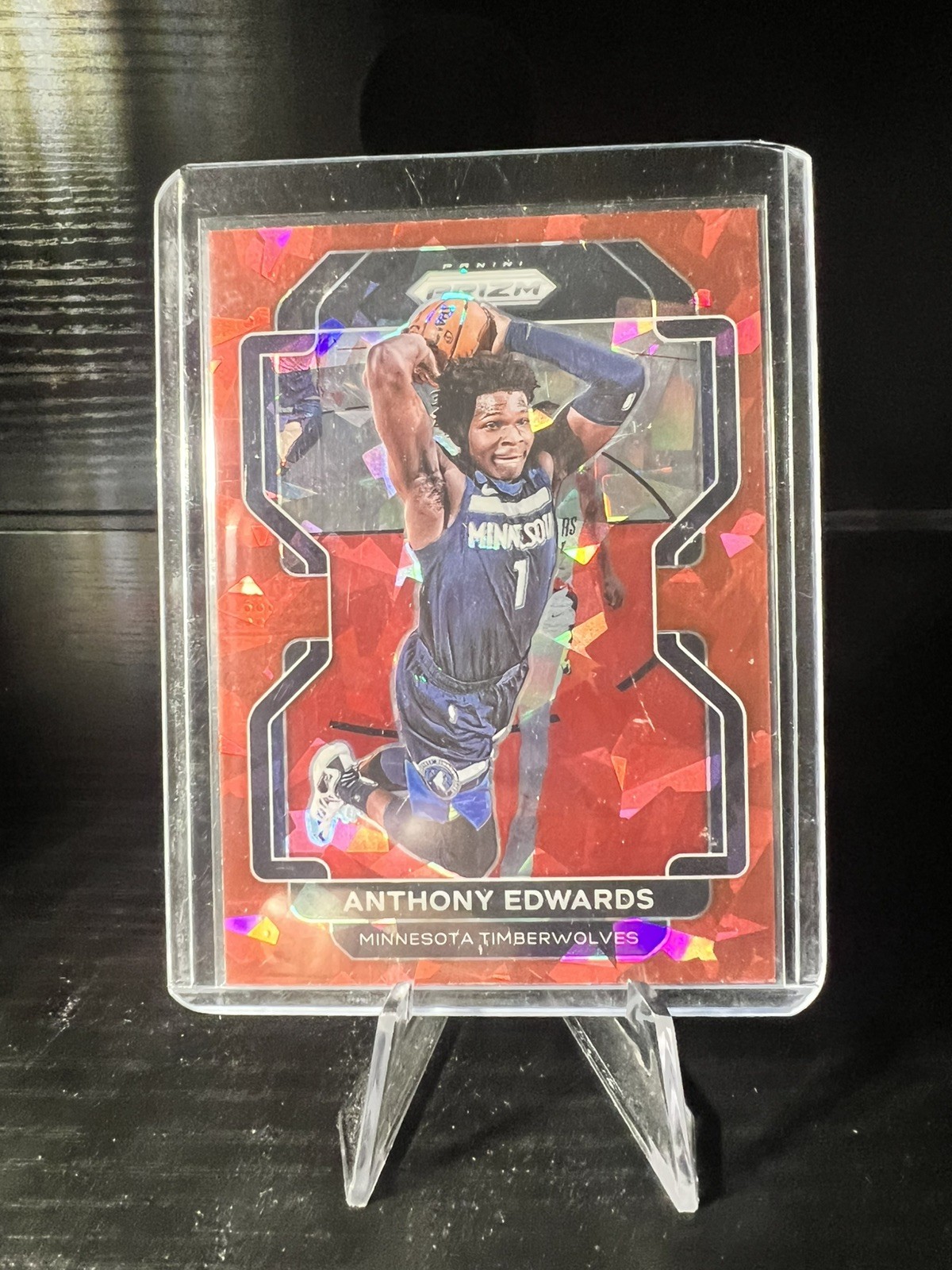 ANTHONY EDWARDS 2021-22 PANINI PRIZM #37 RED ICE TIMBERWOLVES
