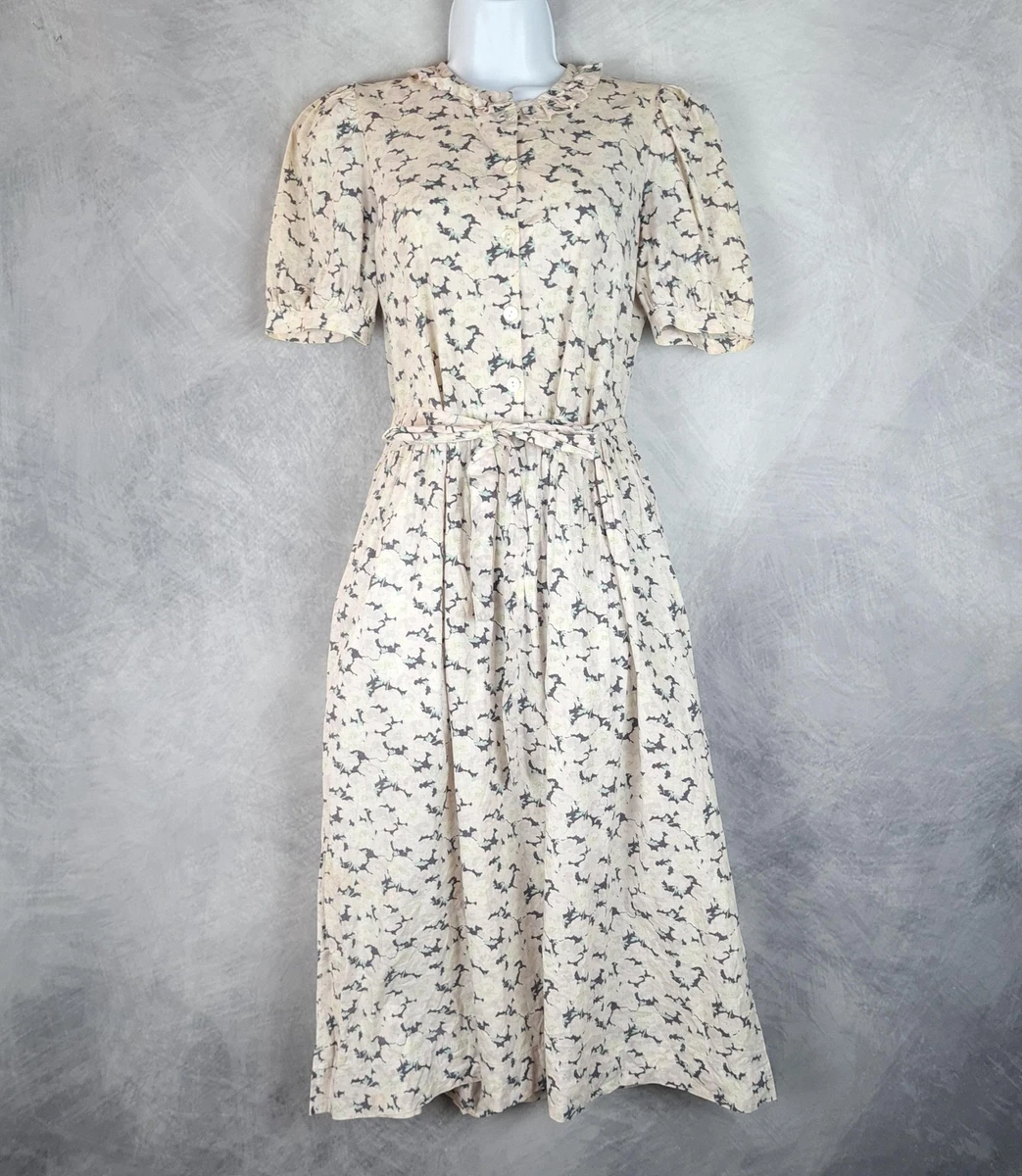 knee length dresses for ladies Vintage Peony Floral Pink Laura Ashley Dress