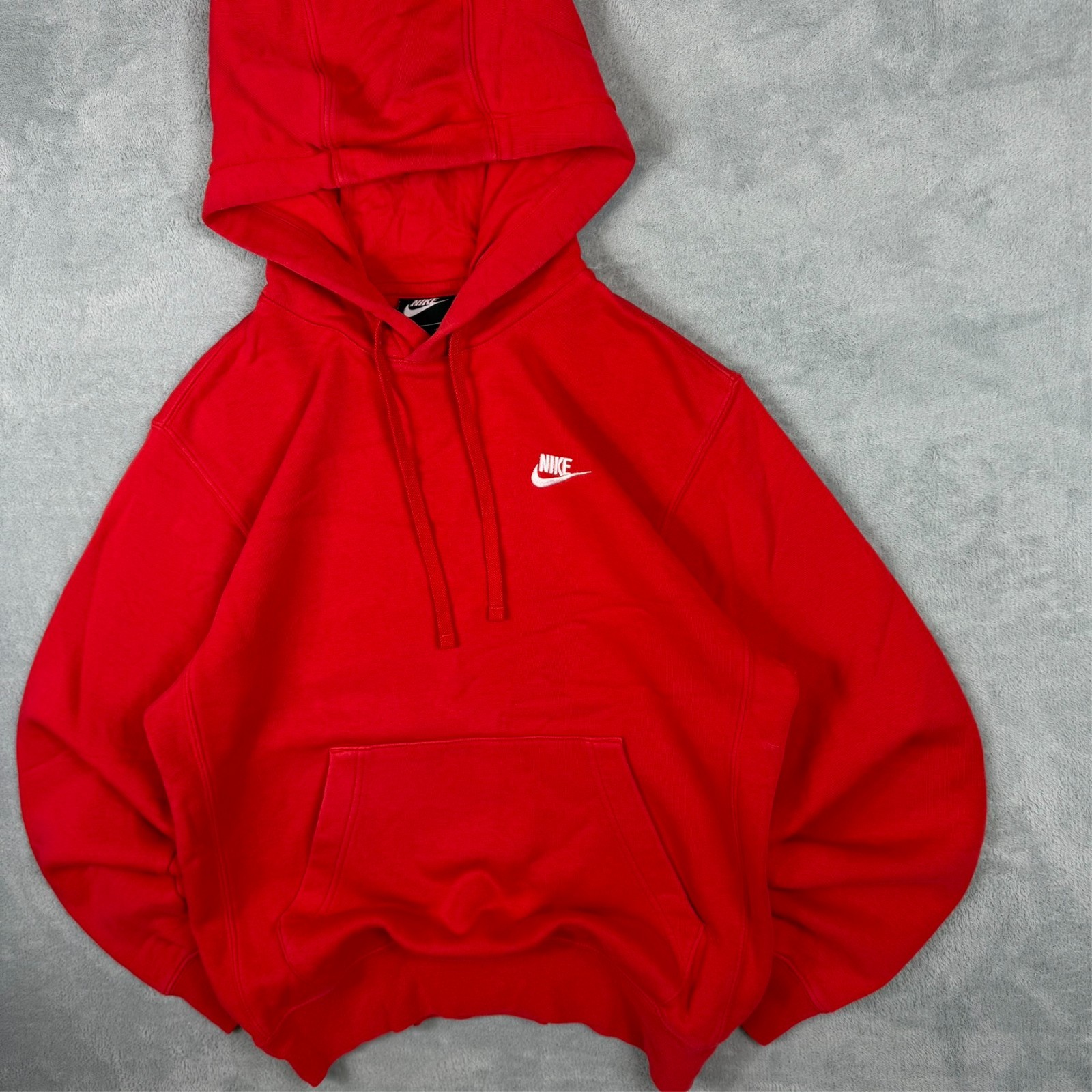 Vintage Nike Club Sportswear Red Oversized XS Pullover Hoodie image 3
