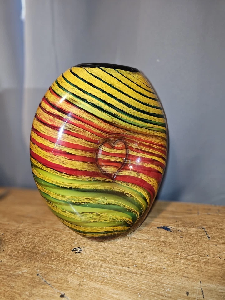 Jarrón de vidrio artístico soplado a mano Dale Tiffany de colección, ¡¡¡¡Impresionante!!!!! Decoración pesada Foto 3 de 4