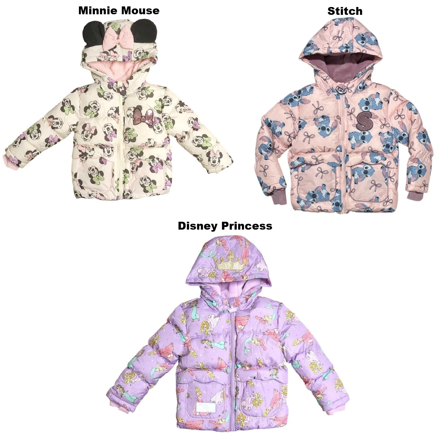 Character Toddler Girls Cozy Sherpa Lined Puffer Jacket