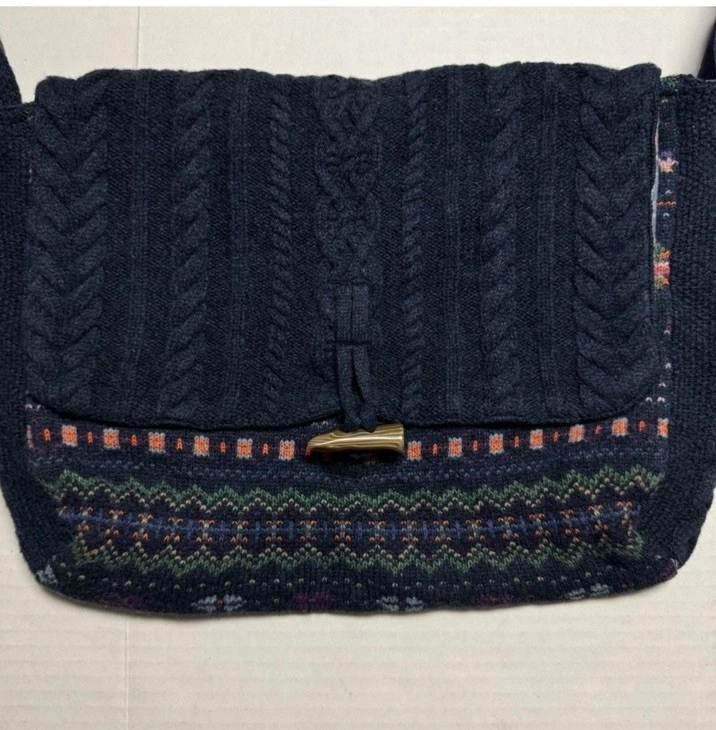 Ralph Lauren Vintage Cabled Knit Shoulder Bag Fair Isle NWT  - Image 3 of 4